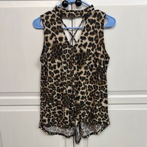 1.4.3. Story by Line Up Leopard Print Sleeveless Tie Front Tank Top. Size S